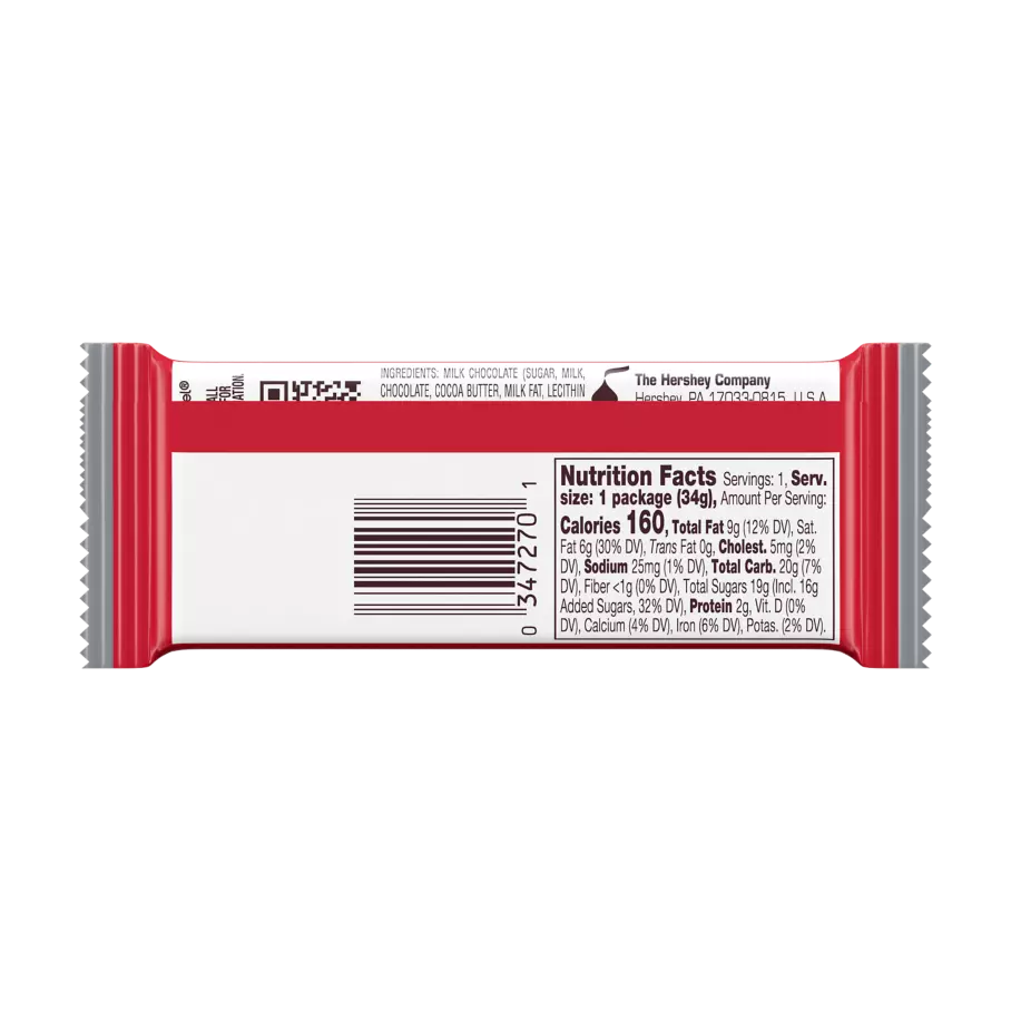 HERSHEY'S Milk Chocolate Santa, 1.2 oz - Back of Package