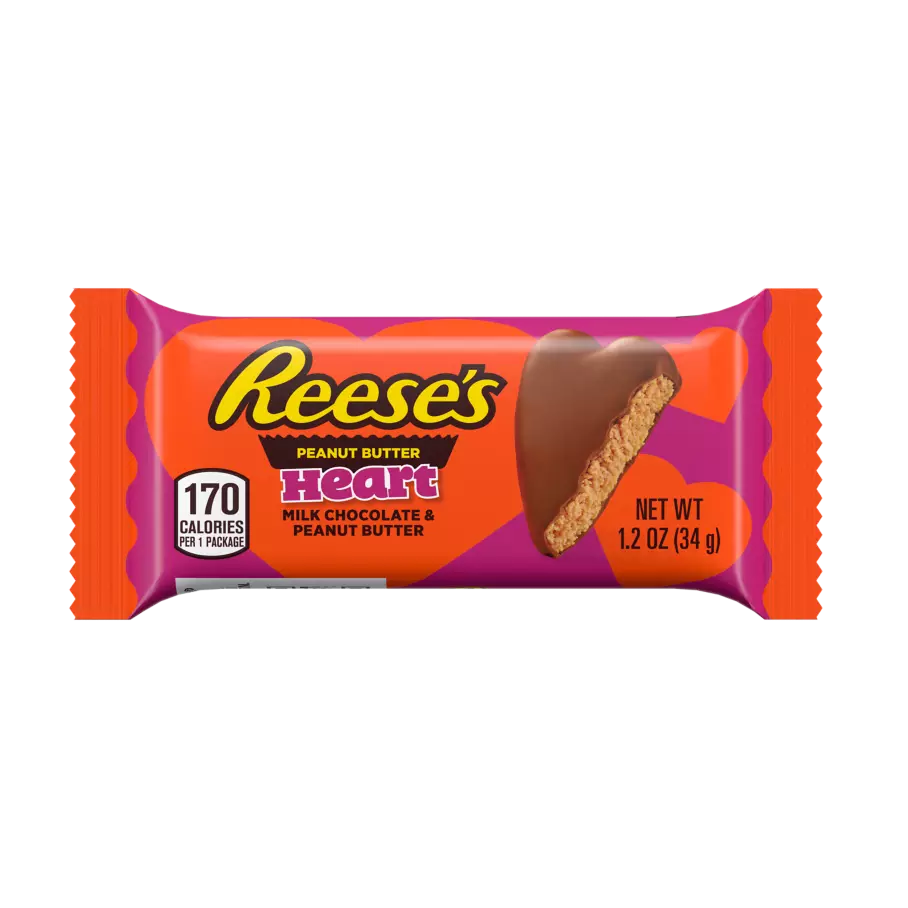 REESE'S Milk Chocolate Peanut Butter Heart, 1.2 oz - Front of Package