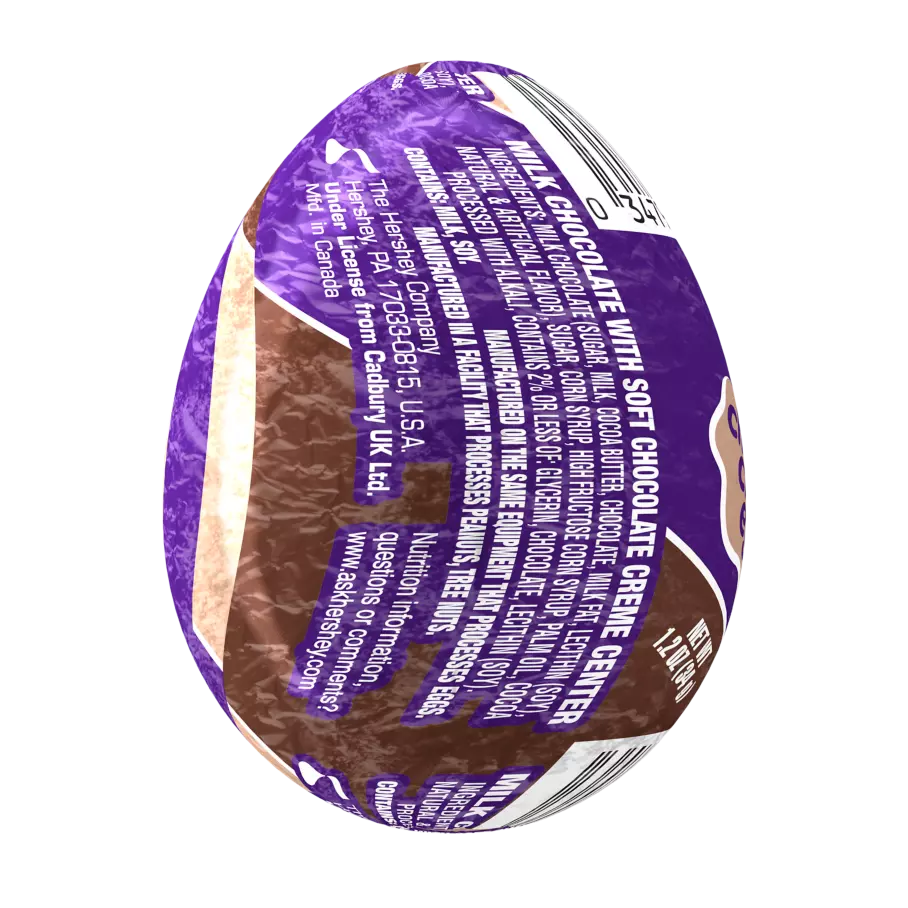 CADBURY CHOCOLATE CREME EGG Milk Chocolate Egg, 1.2 oz - Back of Package