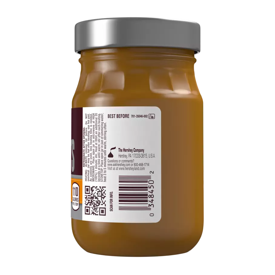 HERSHEY'S Caramel Topping, 14 oz jar - Back of Package