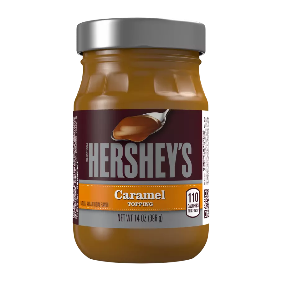 HERSHEY'S Caramel Topping, 14 oz jar - Front of Package