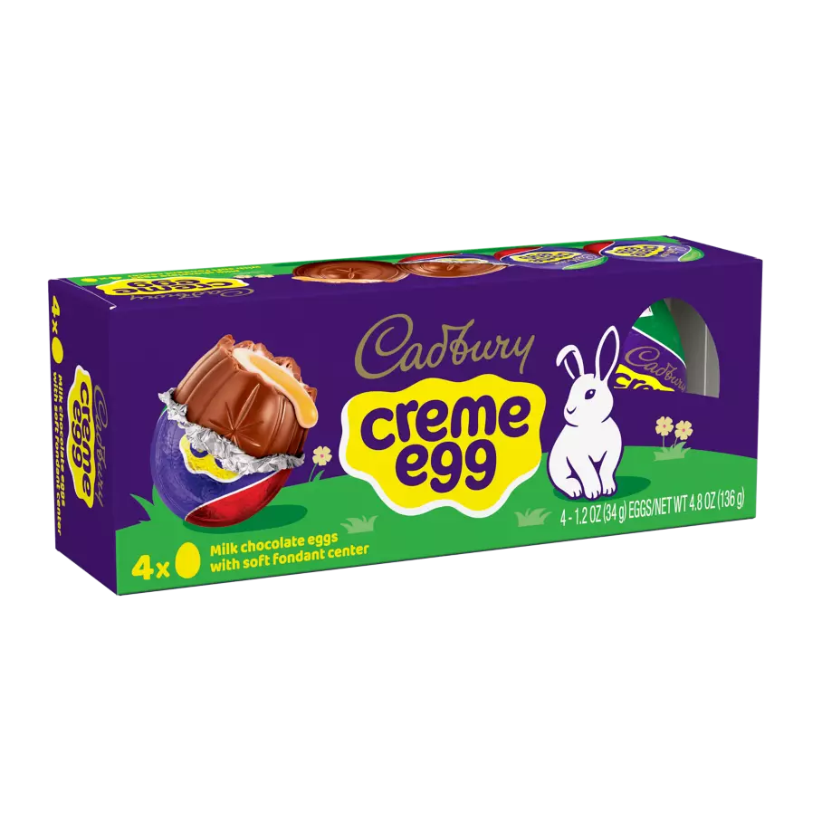 CADBURY CREME EGG Milk Chocolate Eggs, 1.2 oz, 4 count box - Front of Package
