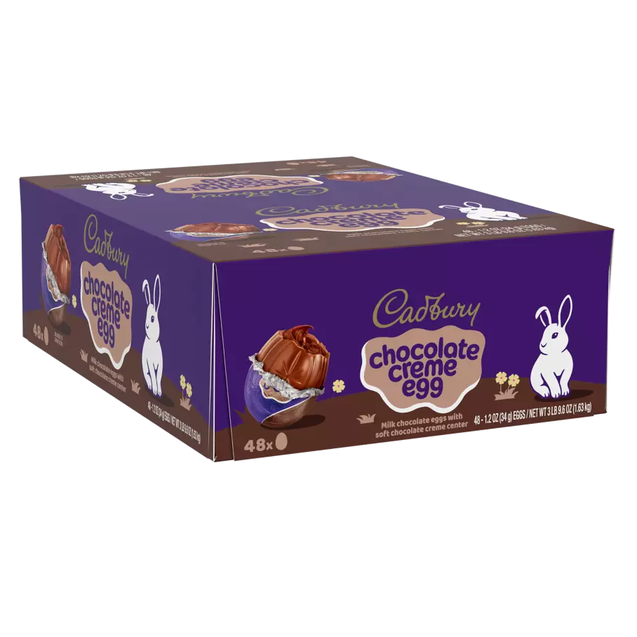 CADBURY CHOCOLATE CREME EGG Milk Chocolate Eggs, 1.2 oz, 48 count box - Front of Package