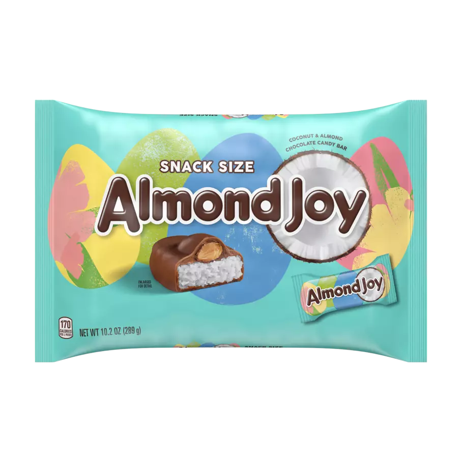 ALMOND JOY Coconut and Almond Chocolate Snack Size Eggs, 10.2 oz bag - Front of Package