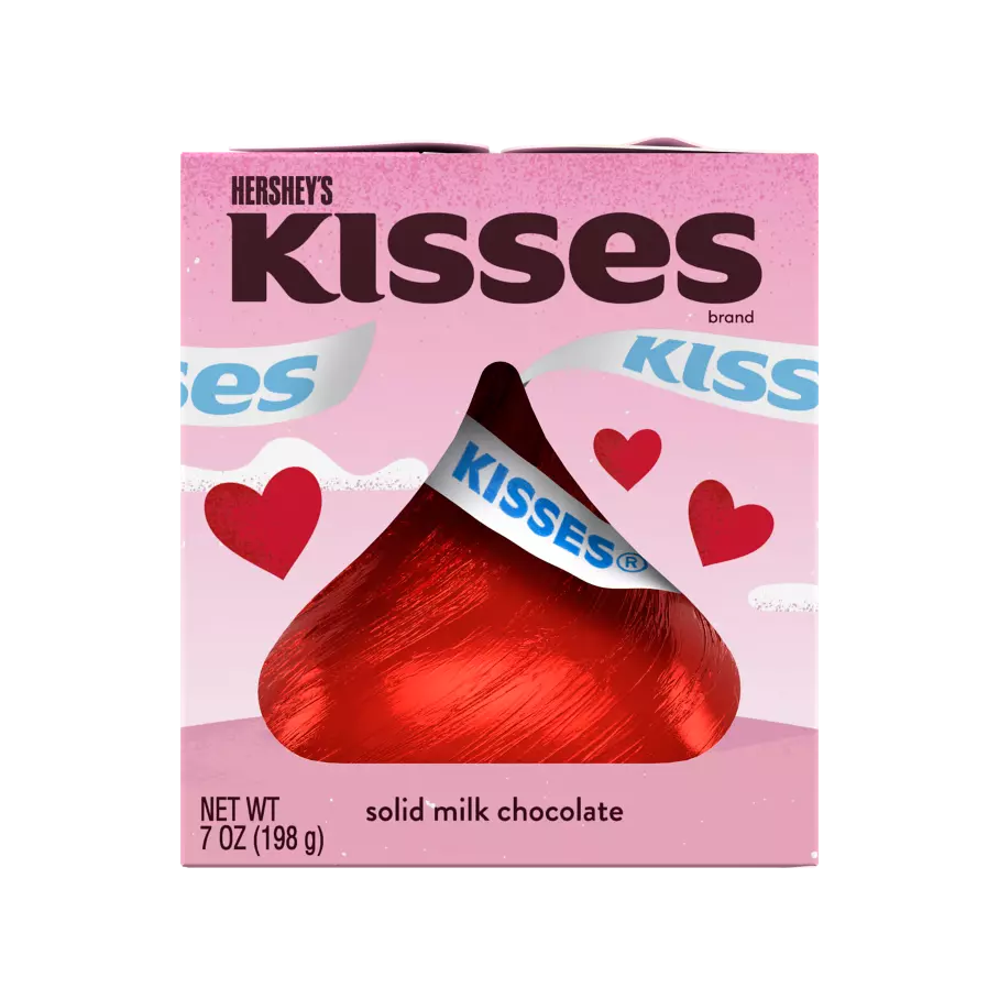 HERSHEY'S KISSES Valentine's Milk Chocolate Giant Candy, 7 oz box - Front of Package
