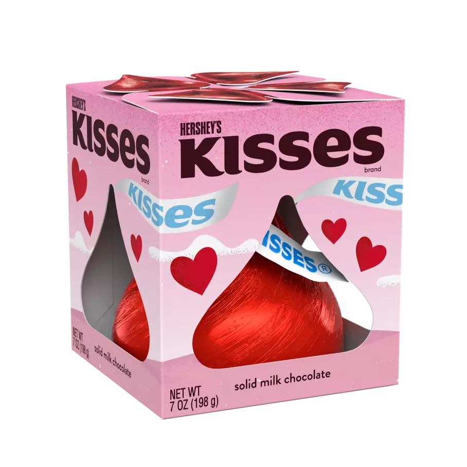 HERSHEY'S KISSES Valentine's Milk Chocolate Giant Candy, 7 oz box - Front of Package