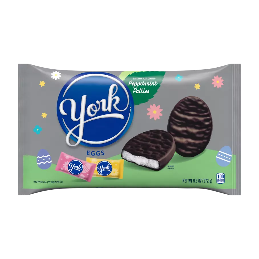 YORK Dark Chocolate Peppermint Pattie Eggs, 9.6 oz bag - Front of Package