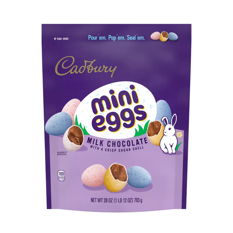 CADBURY MINI EGGS Milk Chocolate Candy, 28 oz bag - Front of Package
