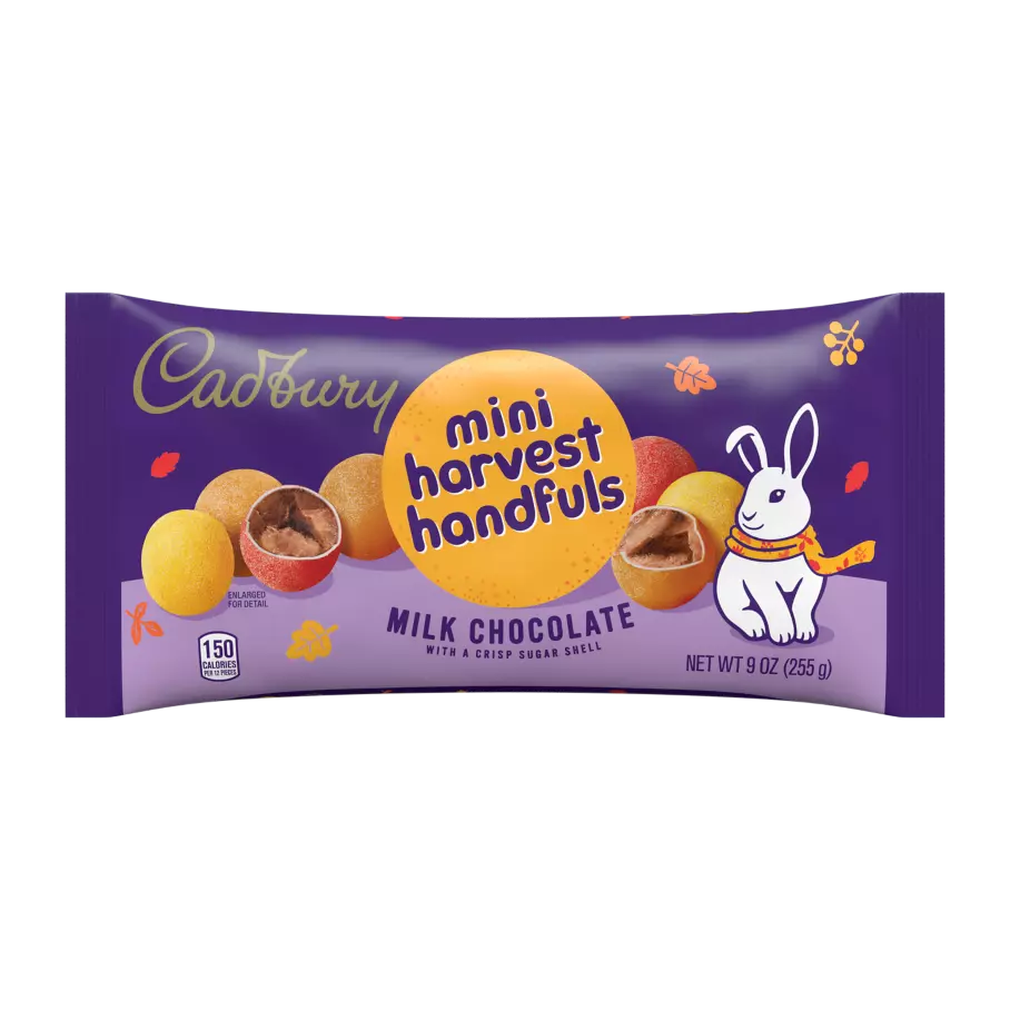 CADBURY Mini Harvest Handfuls Milk Chocolate Candy, 9 oz bag - Front of Package