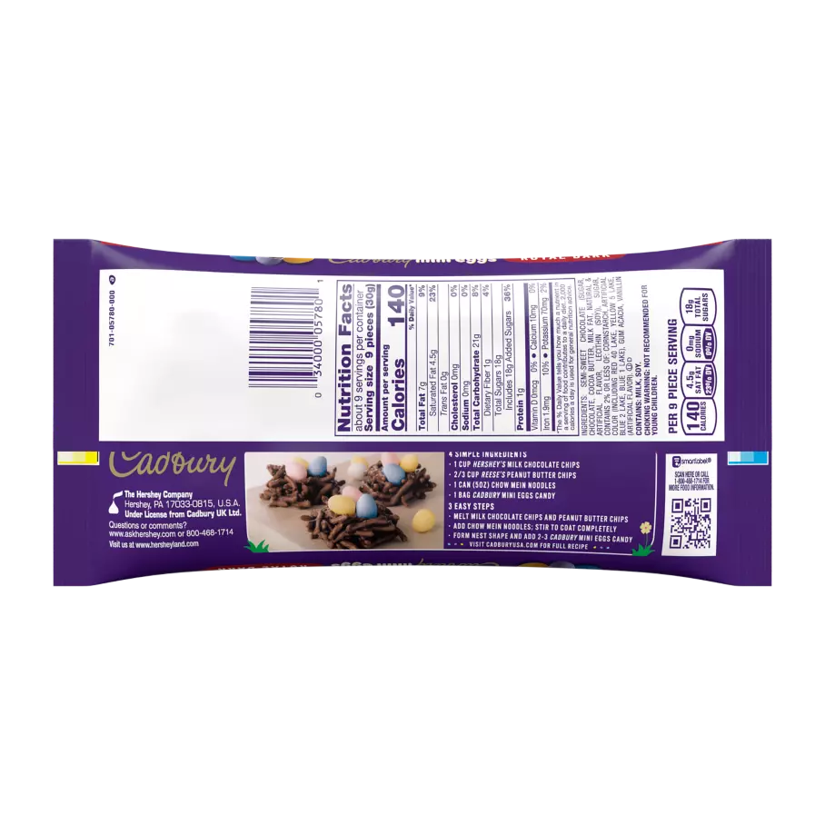 CADBURY MINI EGGS Royal Dark Chocolate Candy, 9 oz bag - Back of Package