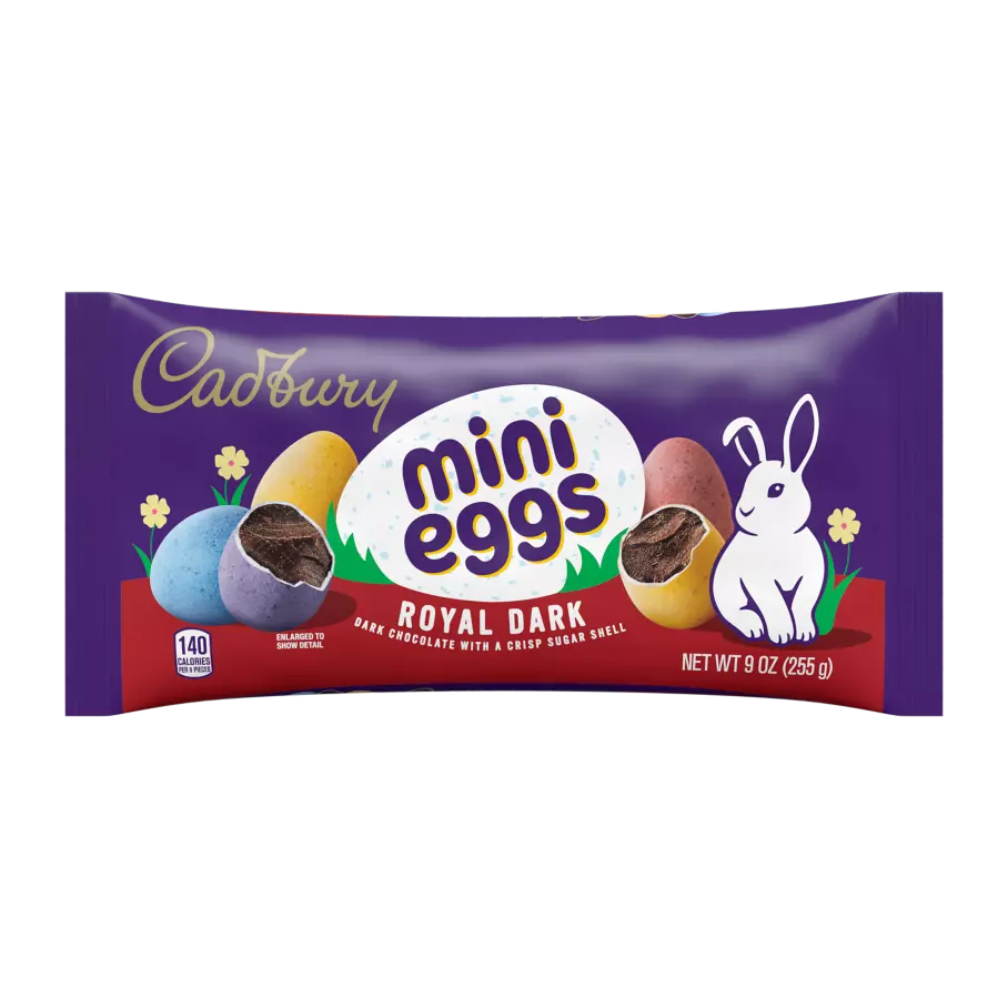 CADBURY MINI EGGS Royal Dark Chocolate Candy, 9 oz bag - Front of Package