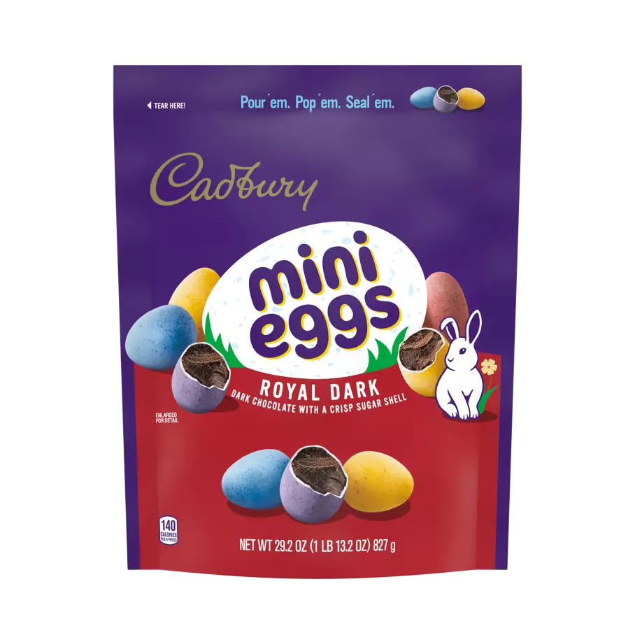 CADBURY MINI EGGS Royal Dark Chocolate Candy, 29.2 oz bag - Front of Package