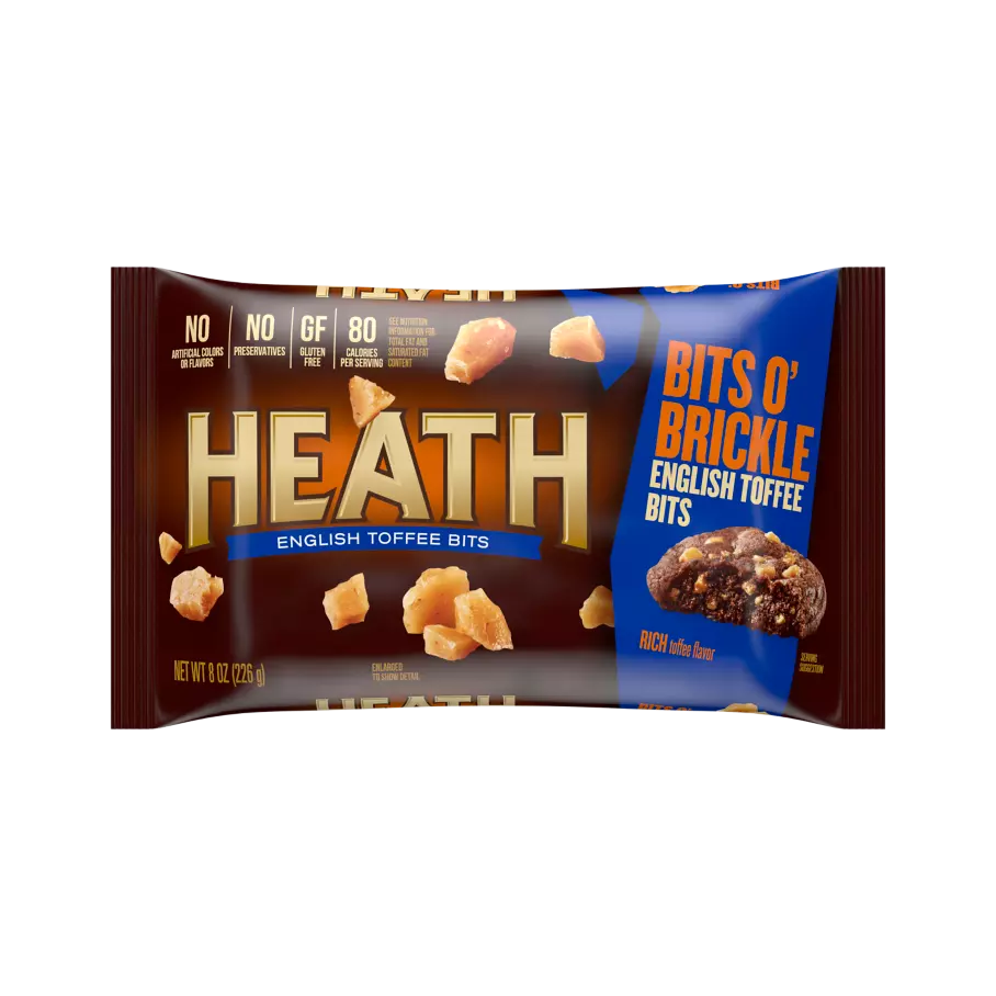 HEATH BITS O' BRICKLE English Toffee Bits, 6 lb box, 12 bags - Front of Individual Package