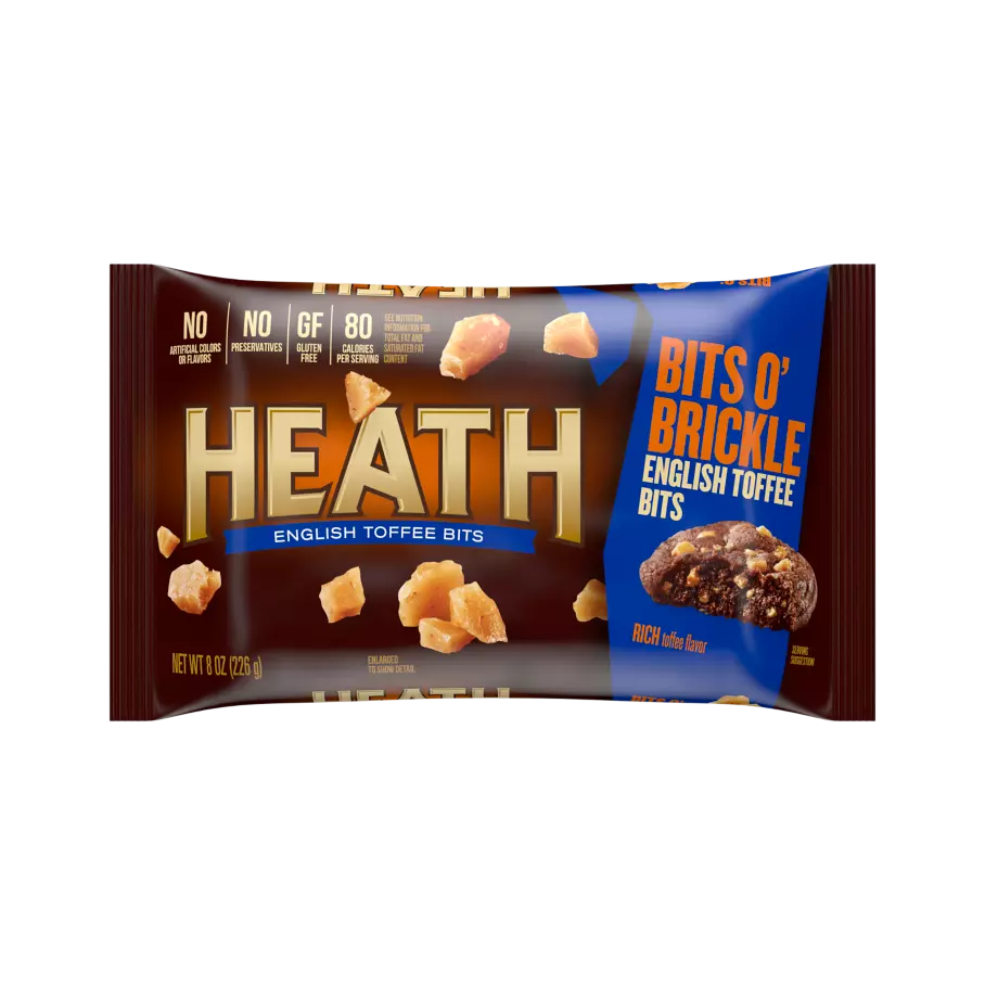 HEATH BITS O'BRICKLE English Toffee Bits, 8 oz bag - Front of Package