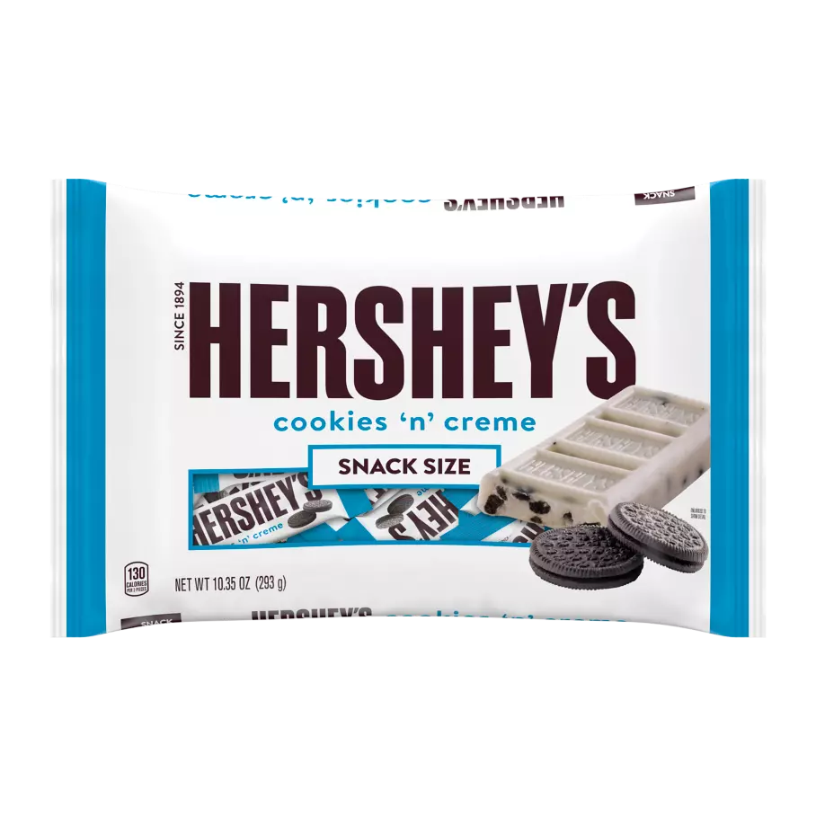 HERSHEY'S COOKIES 'N' CREME Snack Size Candy Bars, 10.35 oz bag - Front of Package