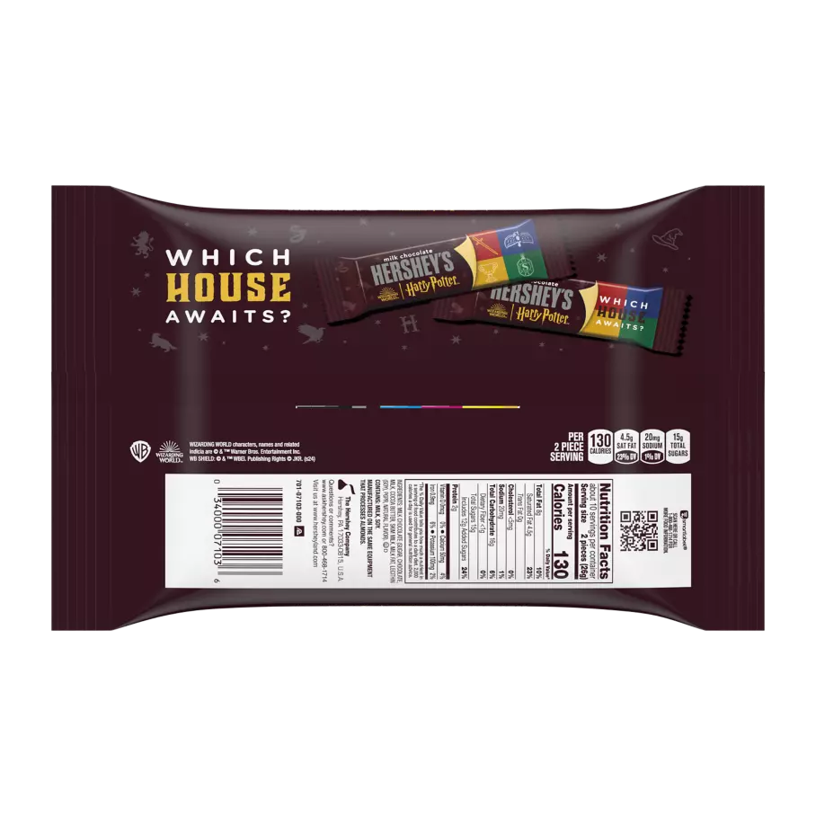 HERSHEY'S Milk Chocolate Snack Size Harry Potter™ Limited Edition Candy Bars, 9.45 oz bag - Back of Package