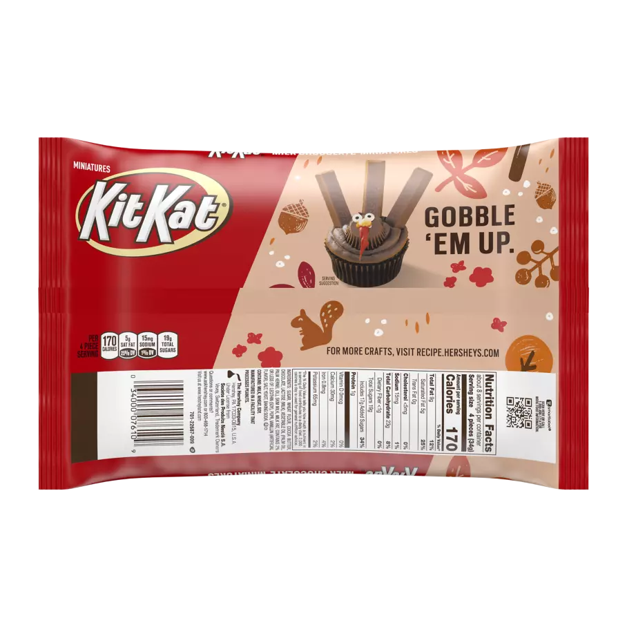 KIT KAT® Fall Harvest Milk Chocolate Miniatures Candy Bars, 10 oz bag - Back of Package