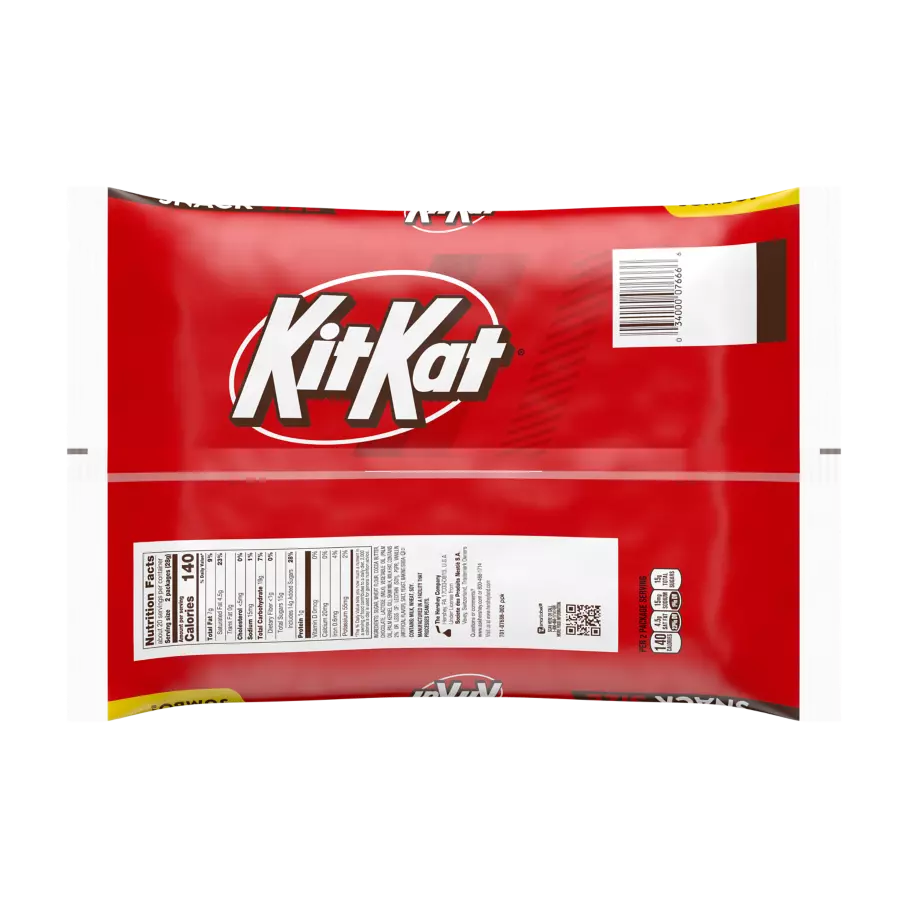 KIT KAT® Milk Chocolate Snack Size Candy Bars, 20.1 oz jumbo bag - Back of Package
