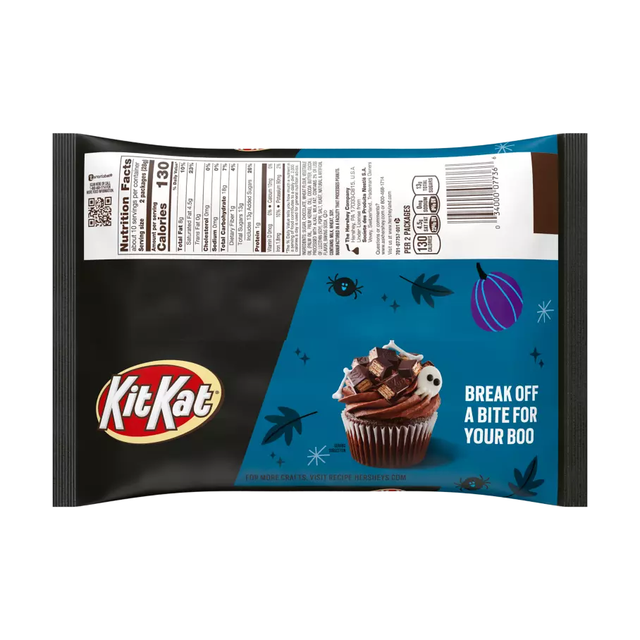 KIT KAT® Halloween Dark Chocolate Snack Size Candy Bars, 9.8 oz bag - Back of Package