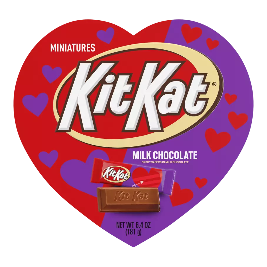 KIT KAT® Valentine's Milk Chocolate Miniatures Candy Bars, 6.4 oz gift box - Front of Package