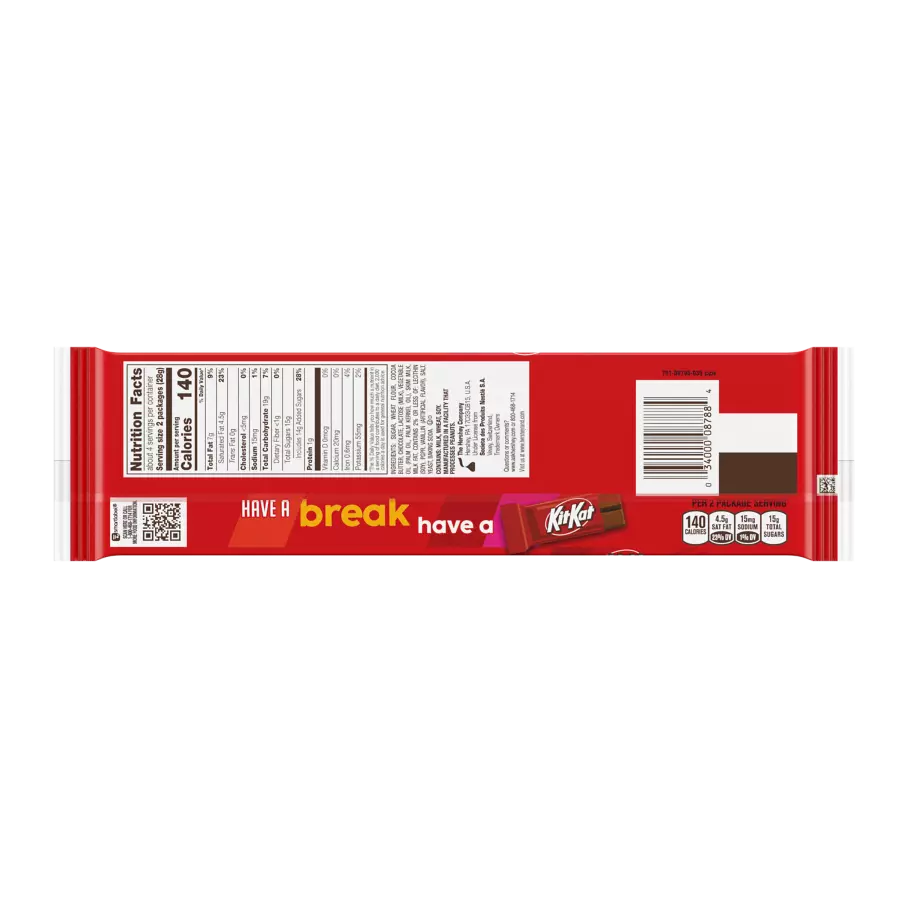 KIT KAT® Milk Chocolate Snack Size Candy Bars, 3.92 oz, 8 pack - Back of Package
