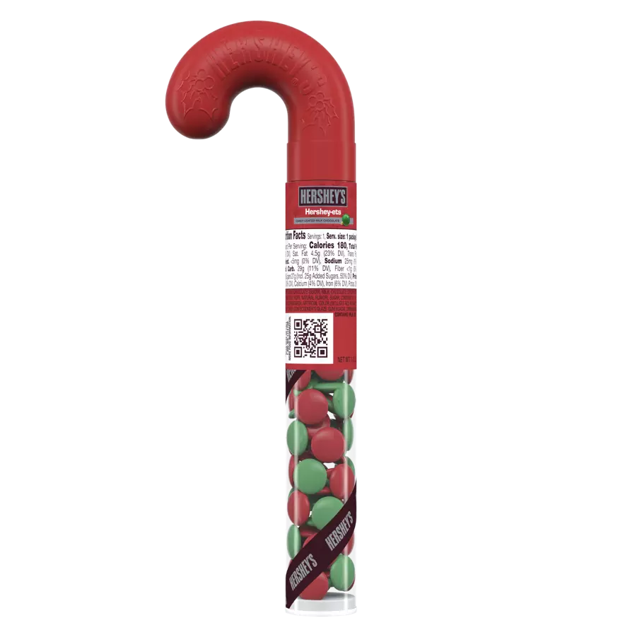 HERSHEY'S HERSHEY-ETS Holiday Candy Coated Milk Chocolate Candy, 1.4 oz cane - Front of Package
