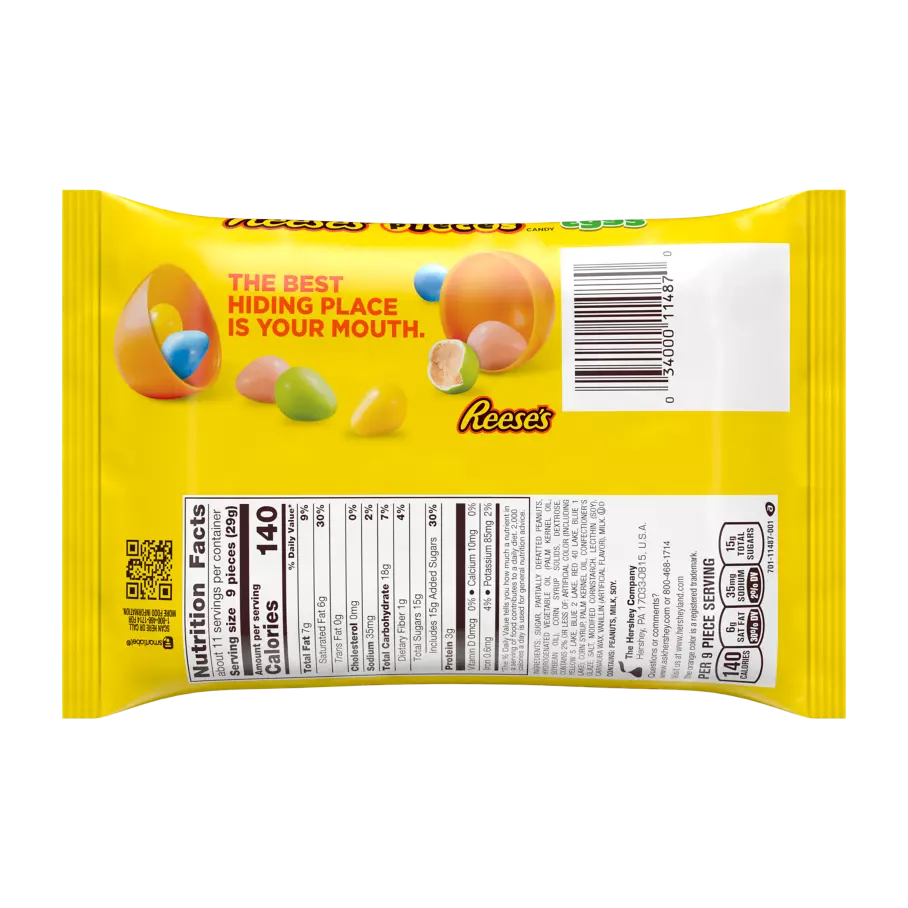 REESE'S PIECES Peanut Butter Eggs, 10.8 oz bag - Back of Package