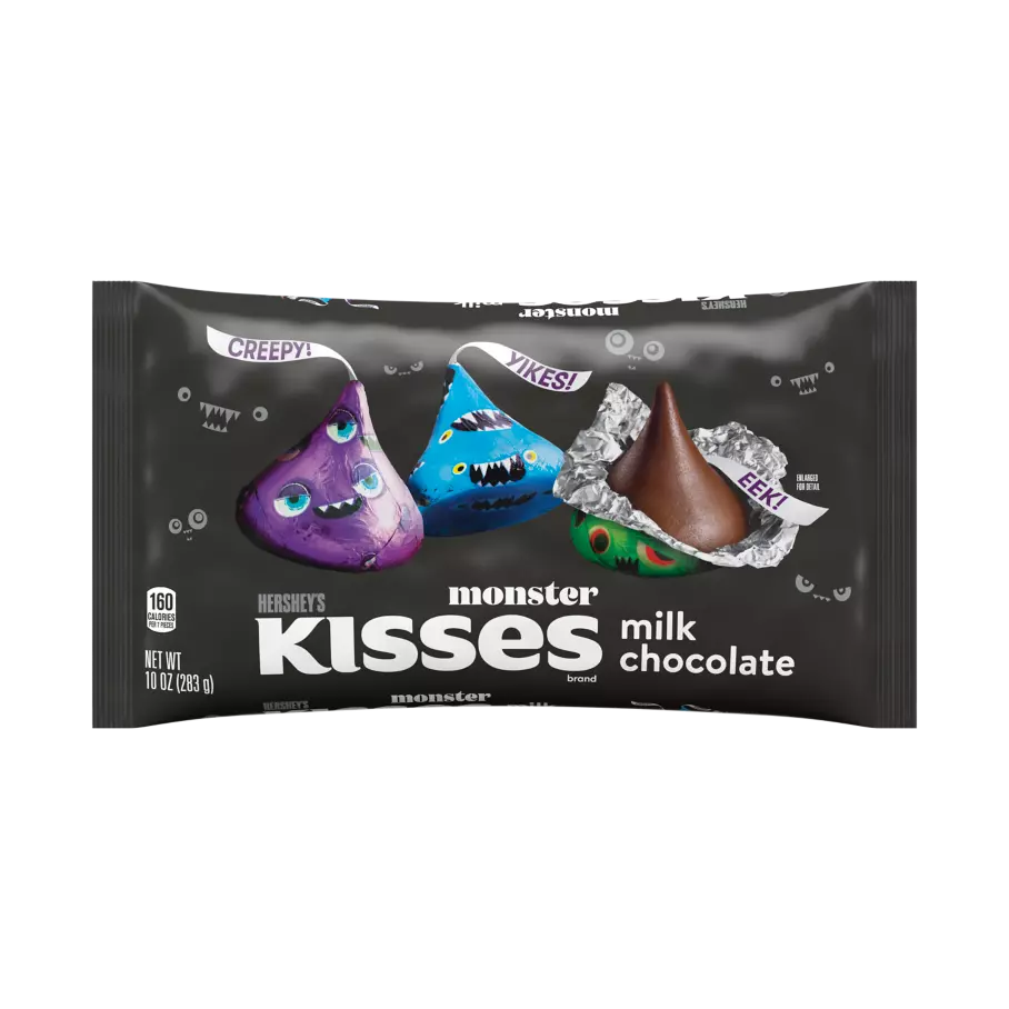 HERSHEY'S KISSES Monster Foils Milk Chocolate Candy, 10 oz bag - Front of Package