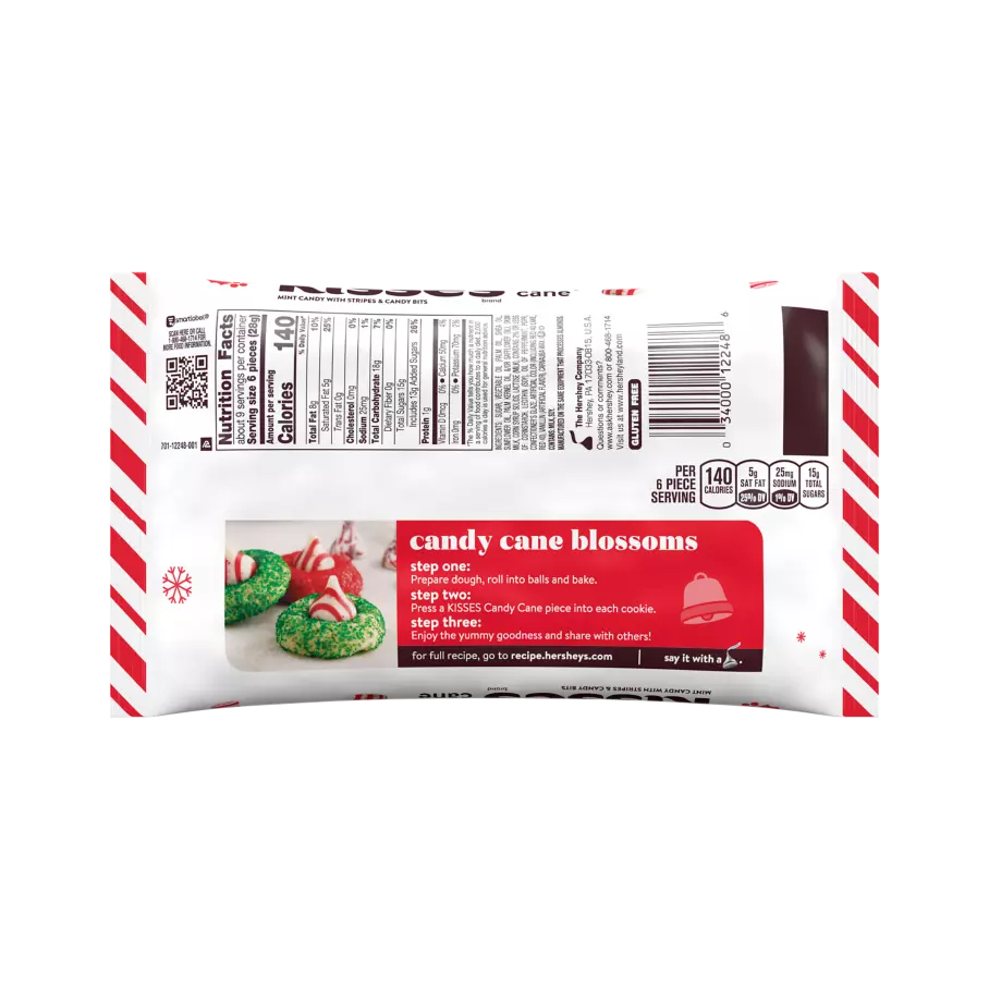 HERSHEY'S KISSES Candy Cane Flavored Mint Candy, 9 oz bag - Back of Package