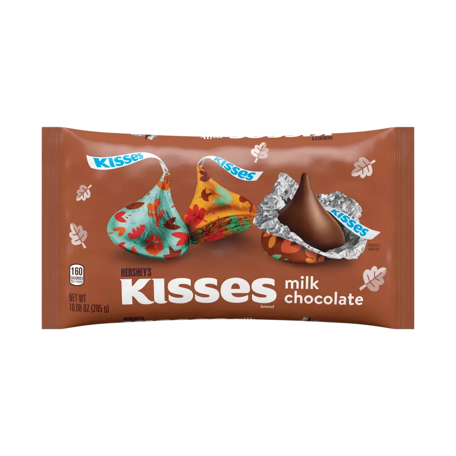 HERSHEY'S KISSES Fall Foils Milk Chocolate Candy, 10.08 oz bag - Front of Package