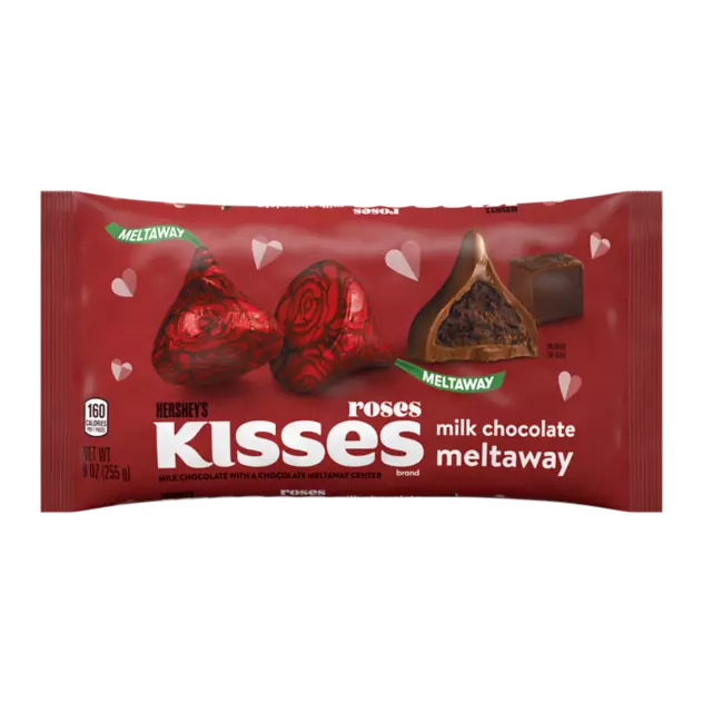 HERSHEY'S KISSES Rose Foils Milk Chocolate Meltaway Candy, 9 oz bag - Front of Package