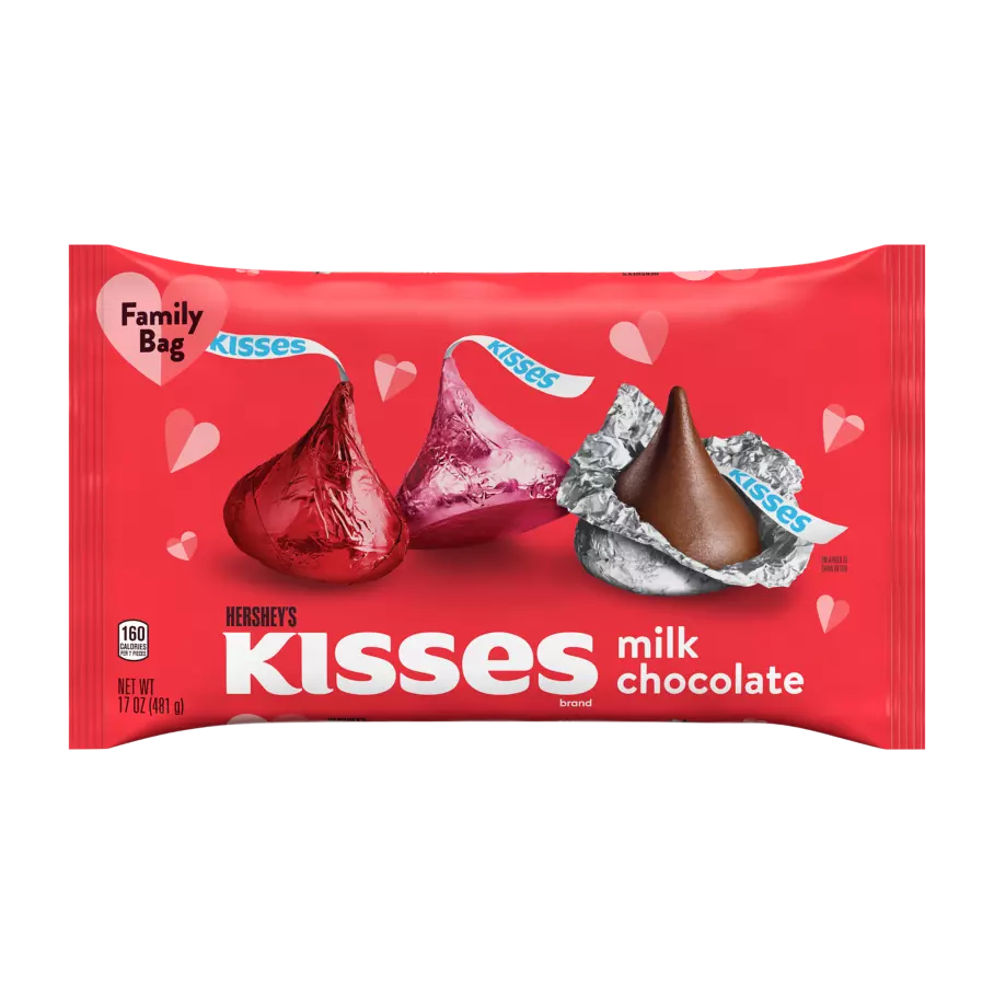 HERSHEY'S KISSES Valentine's Milk Chocolate Candy, 17 oz bag - Front of Package