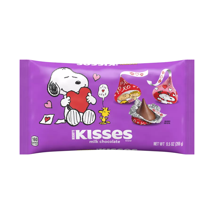 HERSHEY'S KISSES Snoopy™ & Friends Foils Milk Chocolate Candy, 9.5 oz bag - Front of Package