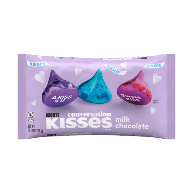 HERSHEY'S KISSES Conversation Foils Milk Chocolate Candy, 10.1 oz bag - Front of Package