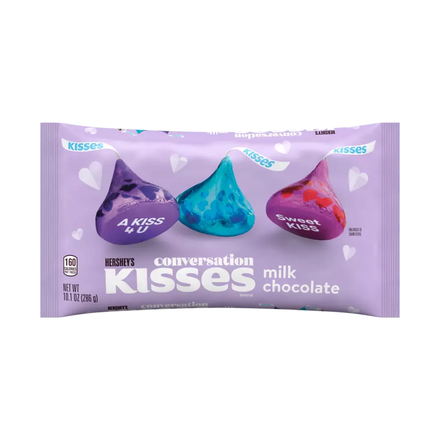 HERSHEY'S KISSES Conversation Foils Milk Chocolate Candy, 10.1 oz bag - Front of Package