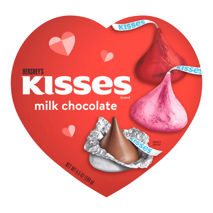 HERSHEY'S KISSES Valentine's Milk Chocolate Candy, 6.5 oz box - Front of Package