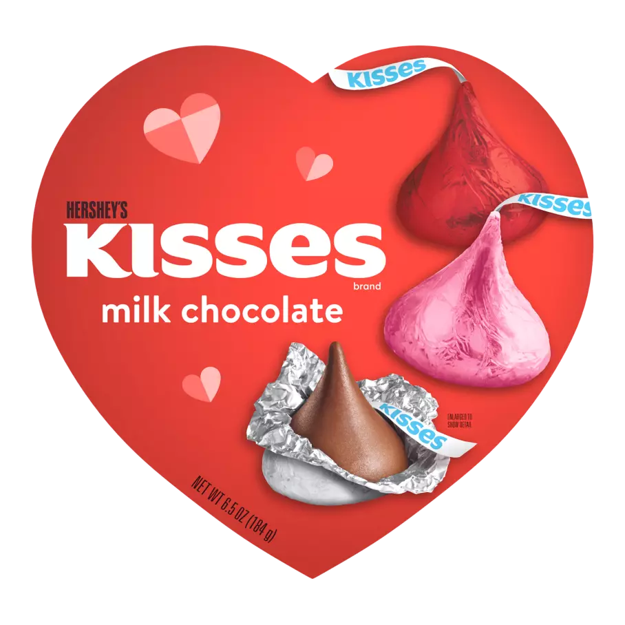 HERSHEY'S KISSES Valentine's Milk Chocolate Candy, 6.5 oz gift box - Front of Package