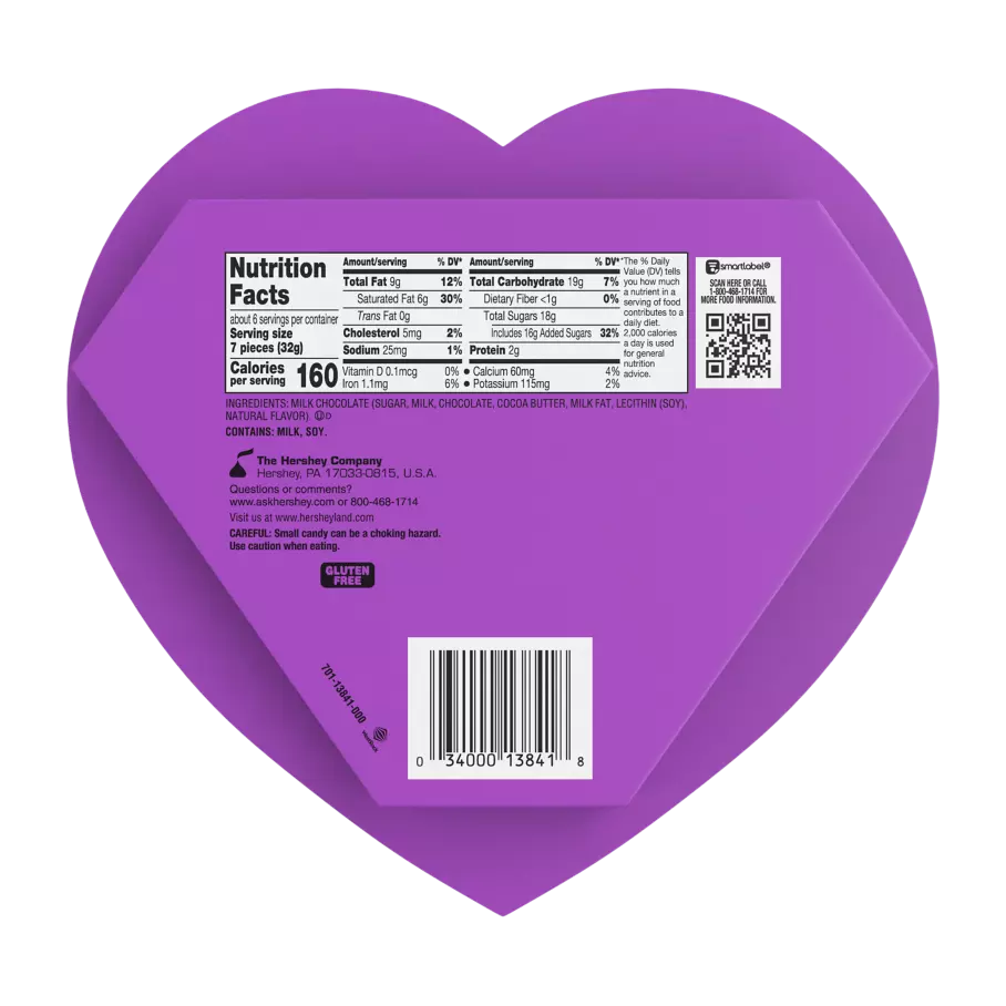HERSHEY'S KISSES Snoopy™ & Friends Foils Milk Chocolate Candy, 6.5 oz gift box - Back of Package