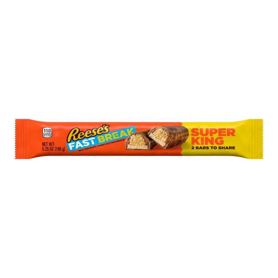 REESE'S FAST BREAK Milk Chocolate Peanut Butter Super King Candy Bars, 5.25 oz, 18 count box - Out of Package