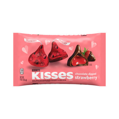 HERSHEY'S KISSES Chocolate Dipped Strawberry Candy, 9 Oz Bag