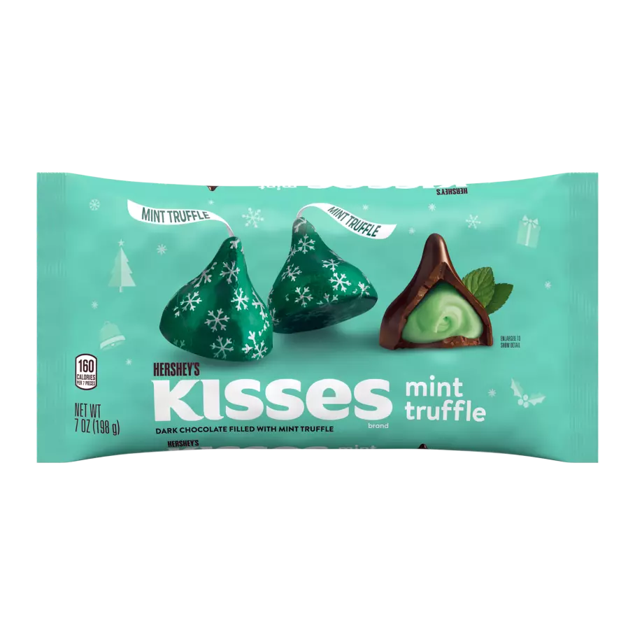 HERSHEY'S KISSES Mint Truffle Candy, 7 oz bag - Front of Package
