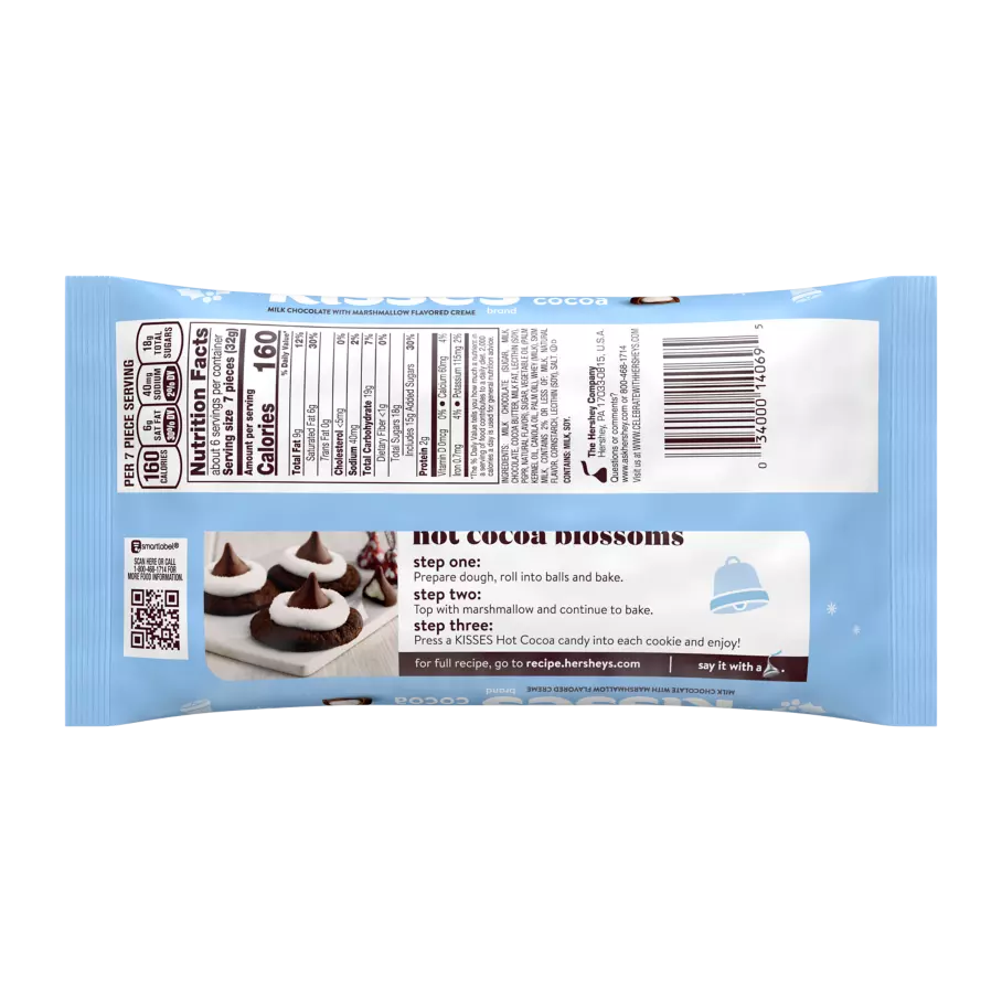 HERSHEY'S KISSES Hot Cocoa Candy, 7 oz bag - Back of Package
