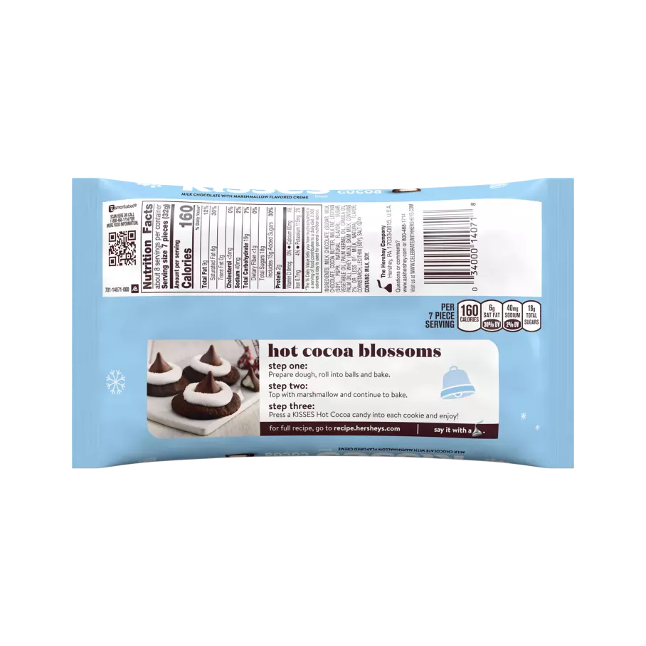 HERSHEY'S KISSES Hot Cocoa Candy, 9 oz bag - Back of Package