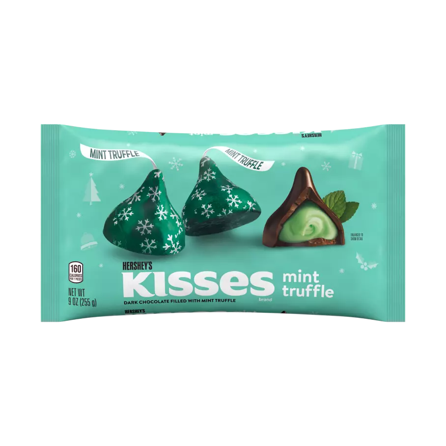 HERSHEY'S KISSES Mint Truffle Candy, 9 oz bag - Front of Package