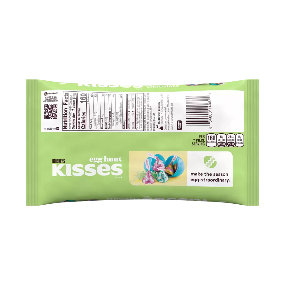 HERSHEY'S KISSES Egg Hunt Milk Chocolate Candy, 10.1 oz bag - Back of Package