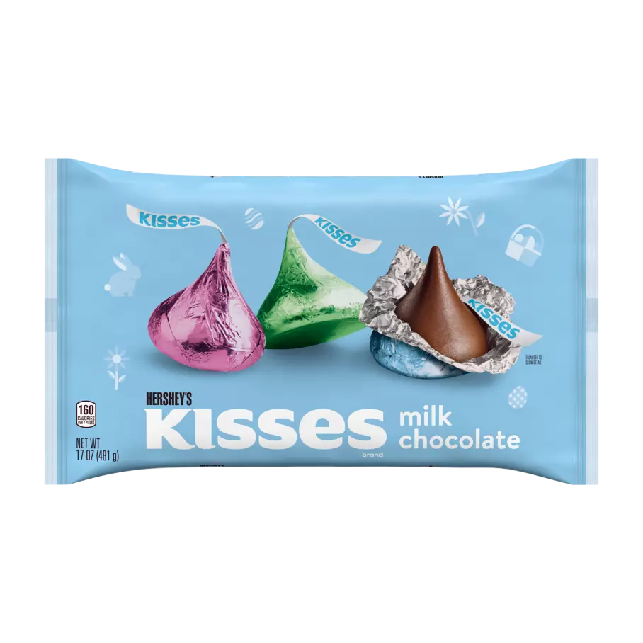 HERSHEY'S KISSES Easter Milk Chocolate Candy, 17 oz bag - Front of Package