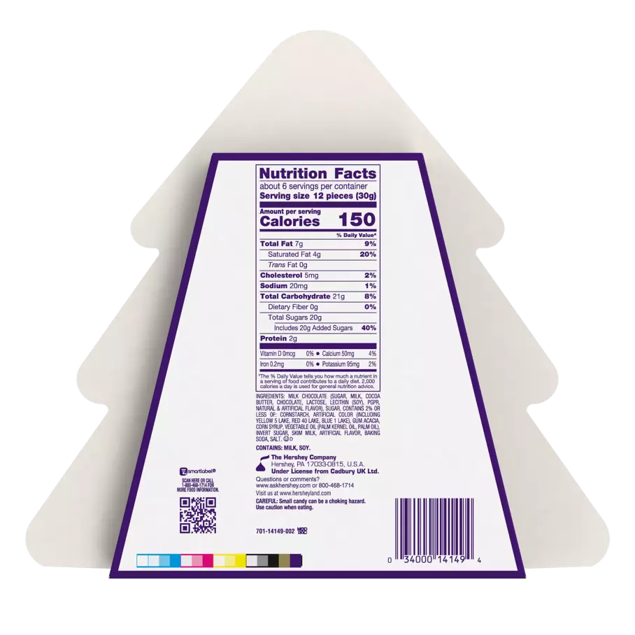 CADBURY Milk Chocolate Mini Snow Balls, 6.5 oz gift box - Back of Package