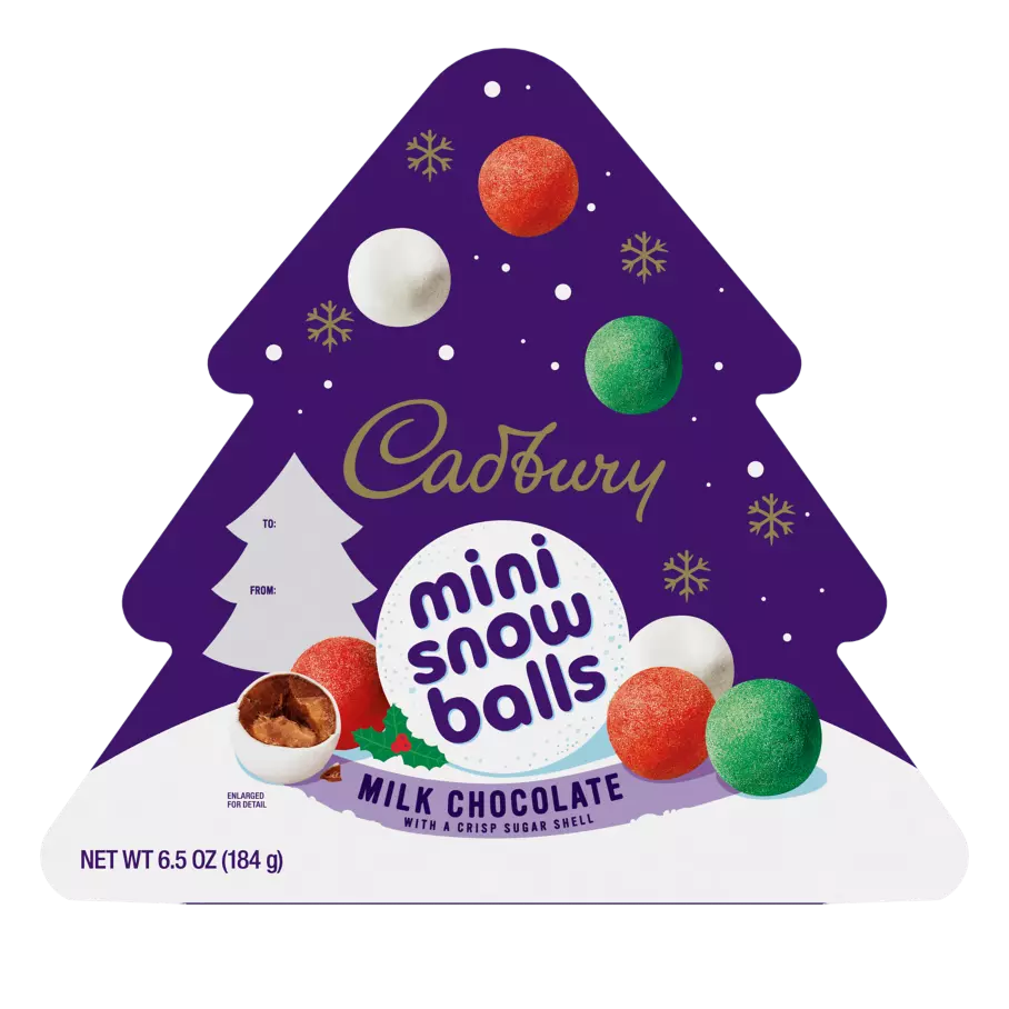 CADBURY Milk Chocolate Mini Snow Balls, 6.5 oz gift box - Front of Package