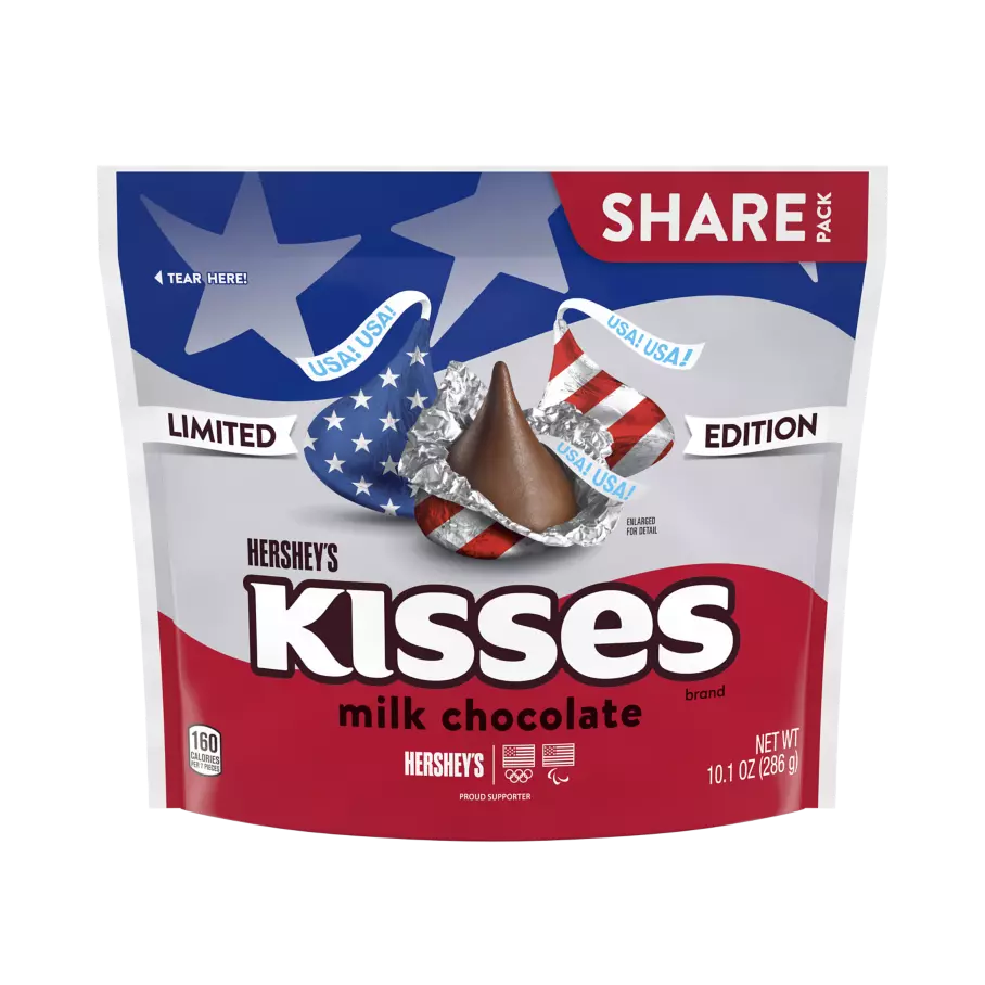 HERSHEY'S KISSES Patriotic Foils Milk Chocolate Candy, 10.1 oz bag - Front of Package