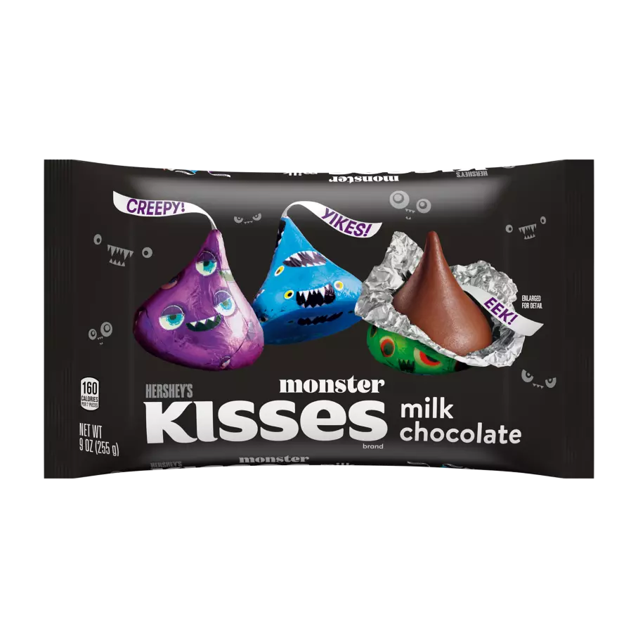 HERSHEY'S KISSES Monster Foils Milk Chocolate Candy, 9 oz bag - Front of Package